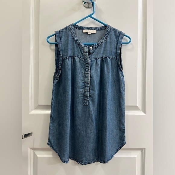 LOFT Sleeveless Chambray Top Size XS - Picture 1 of 5